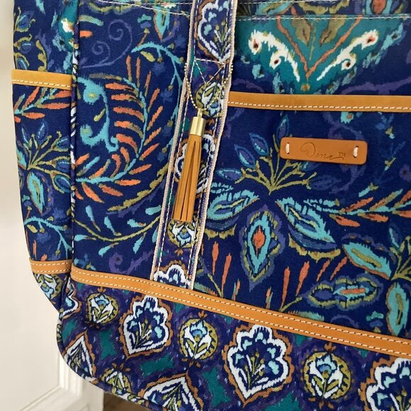Dena Ikat Paisley Kumari Large Tote With Leather Accents - Picture 3 of 10